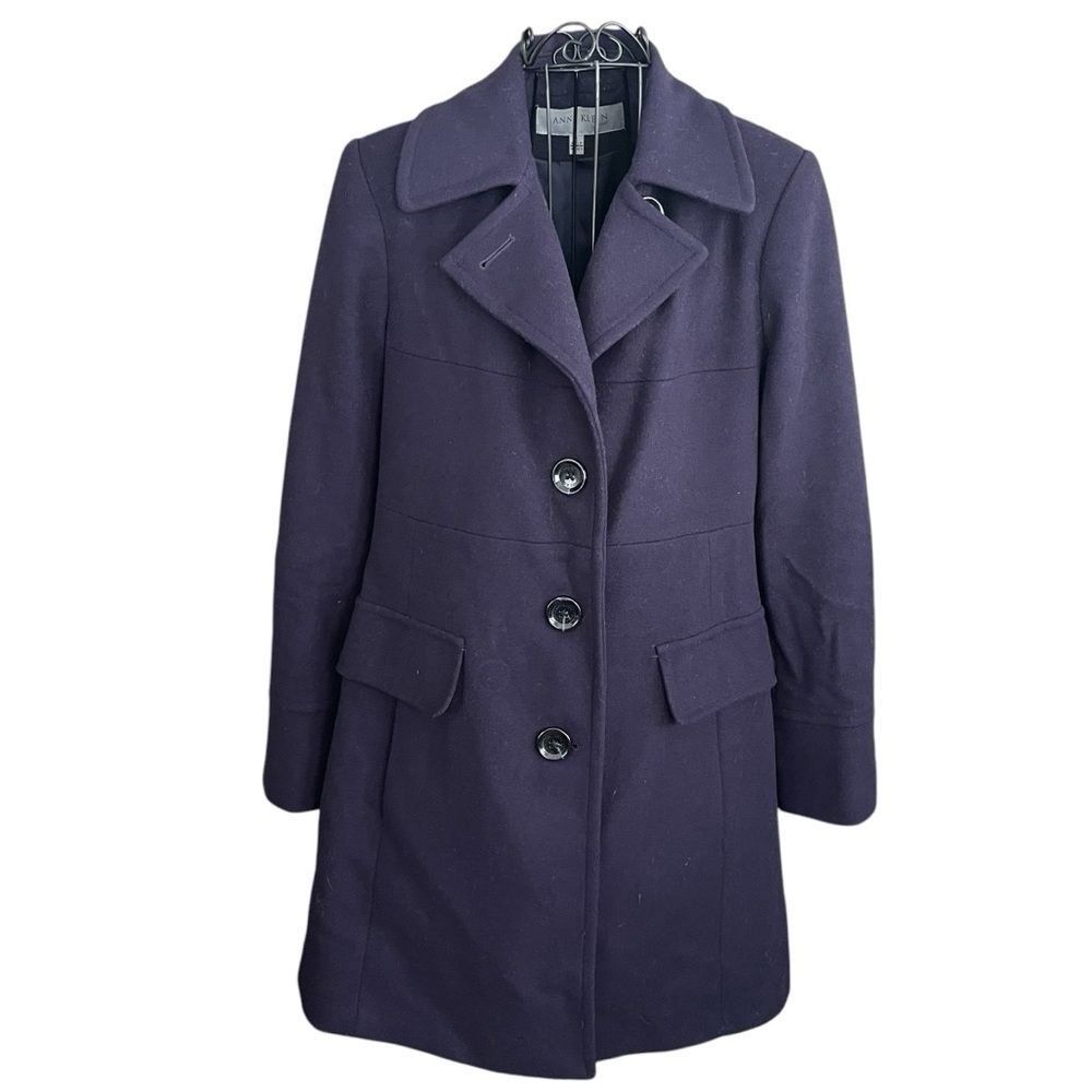 Women’s SMALL ANNE KLEIN SINGLE BREASTED WOOL/CASHMERE Lined Purple PEA COAT